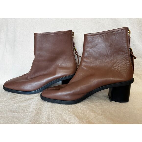 COACH Gabi leather booties, ankle boots in saddle brown - size 9b - Picture 1 of 9